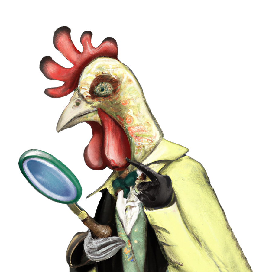 Erreur 404 Sherlock Coq, image réalisée avec OpenAi DALL-E 2